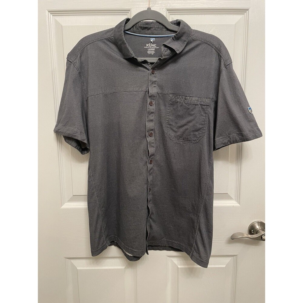 Kuhl Wildfibre Shirt Mens Large Charcoal Gray Organic Cotton Button Up